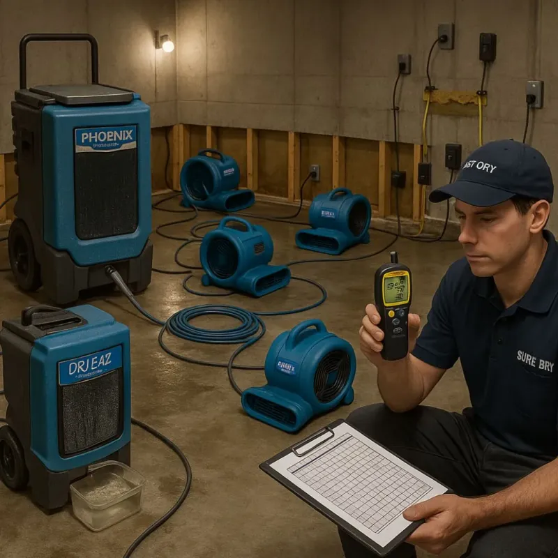 Structural Drying and Dehumidification process in Cedar Mill, OR